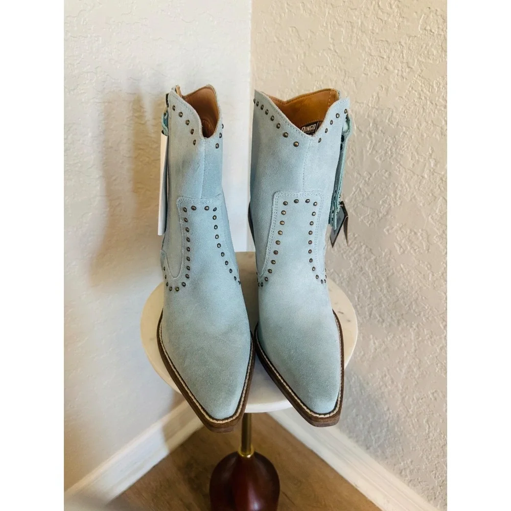 Dingo Womens Classy N' Sassy Snip Toe Leather Ankle Boots, Size 9 Denim Blue NWT - Picture 5 of 15